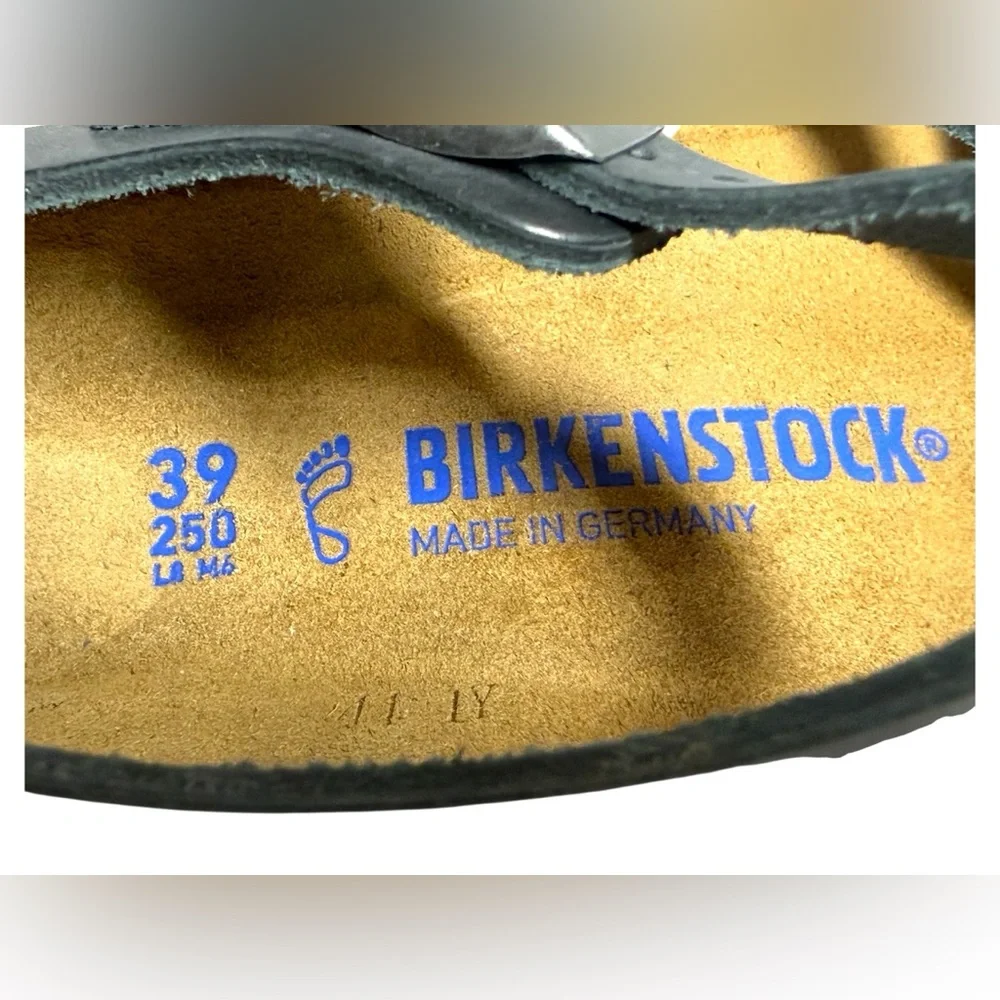 Birkenstock Bali Soft Footbed Sandals Black Oiled Leather 39 Regular Women Sz 8 - Picture 10 of 15